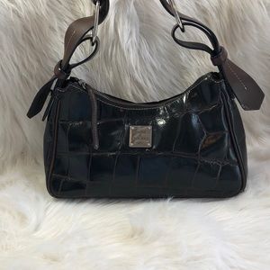 Dooney & Bourke Dark Brown Croco Embossed Handbag